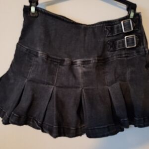 Wild Fable Black Denim Mini Skirt with Buckles